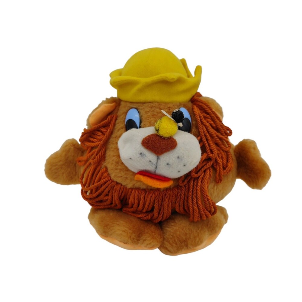 Vintage Knickerbocker Lion King of the Jungle Plush Toy Yellow Hat 1970s USA